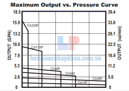 Biểu đồ lưu lượng máy bơm định lượng Bluewhite P